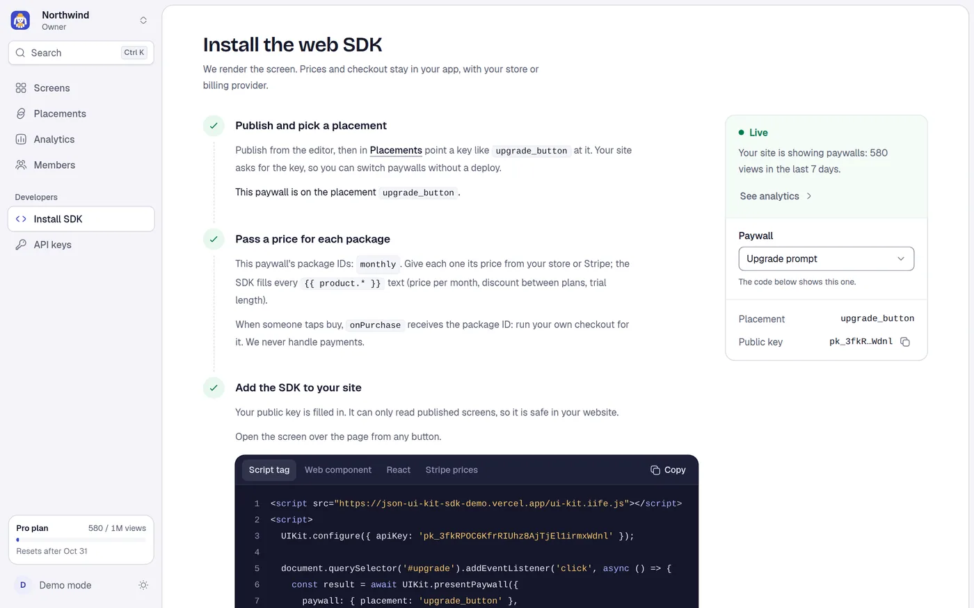 The Install SDK page.