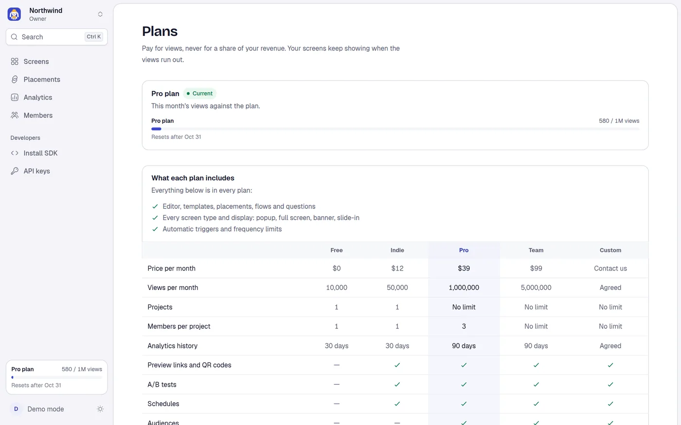 The Plans page.