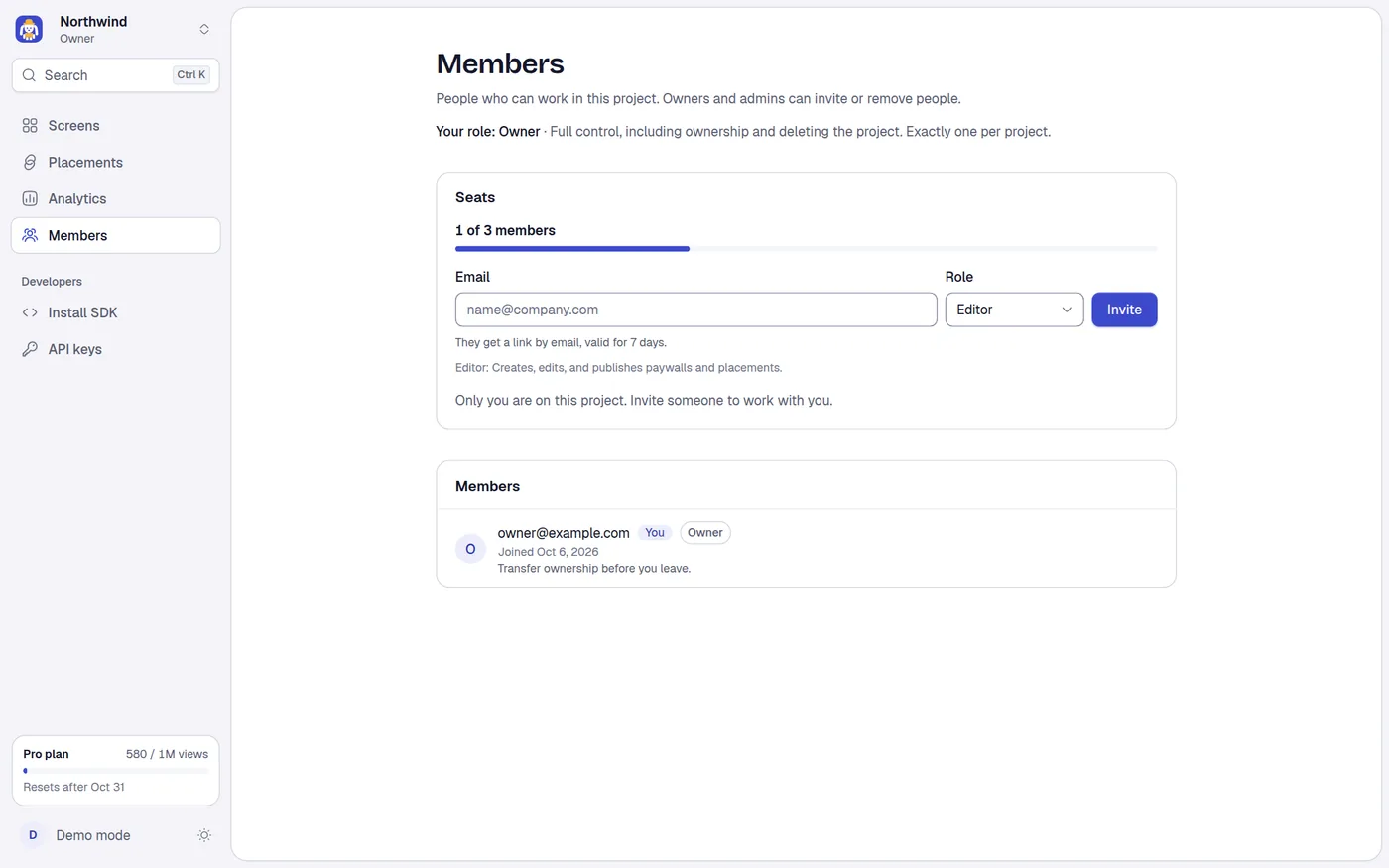 The Members page.